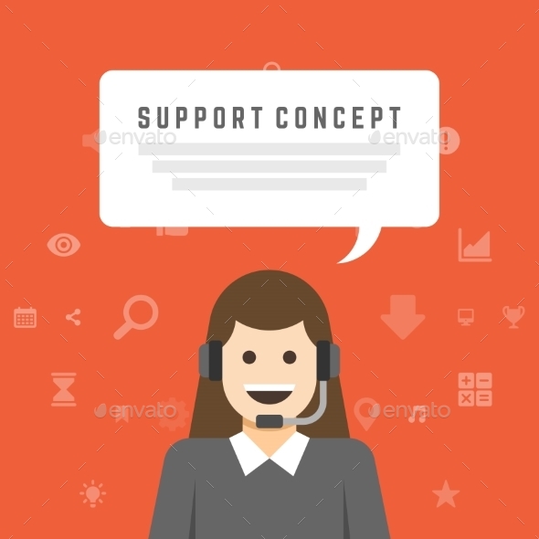 Business Woman Support Service Concept - Computers Technology