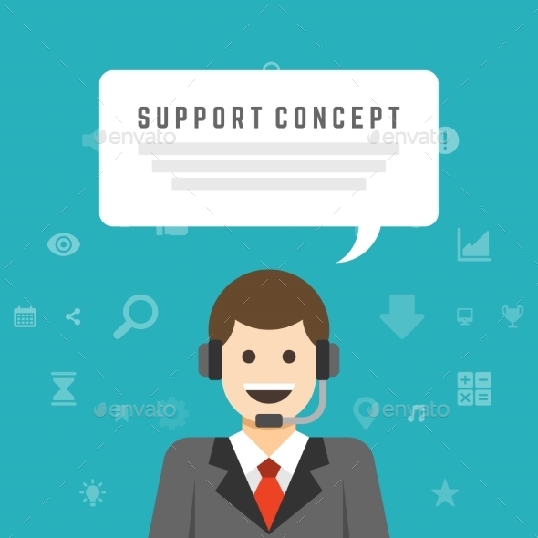 Business Man Support Service Concept - Computers Technology