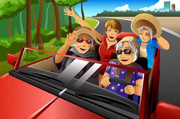 Elderly Woman in a Car - Travel Conceptual
