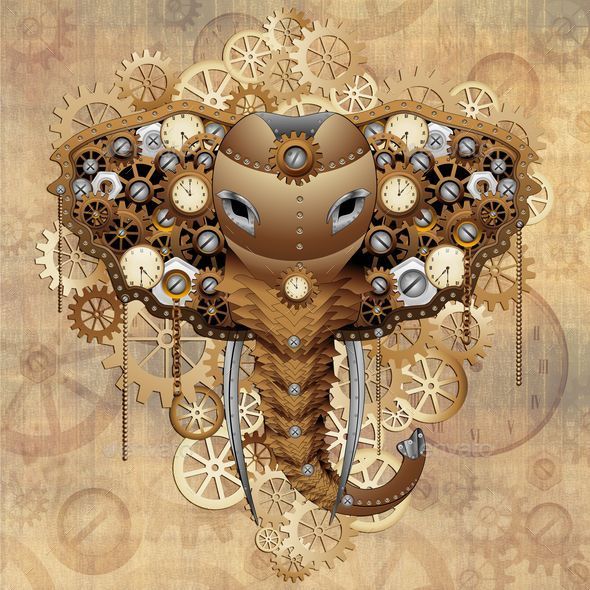 Steampunk Elephant Portrait - Animals Characters