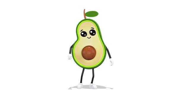 Avocado Shy on White Background, Motion Graphics | VideoHive