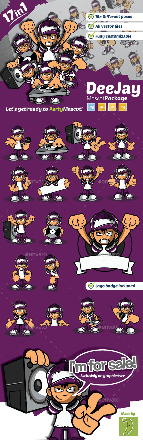 Dj Mascot - Characters Vectors