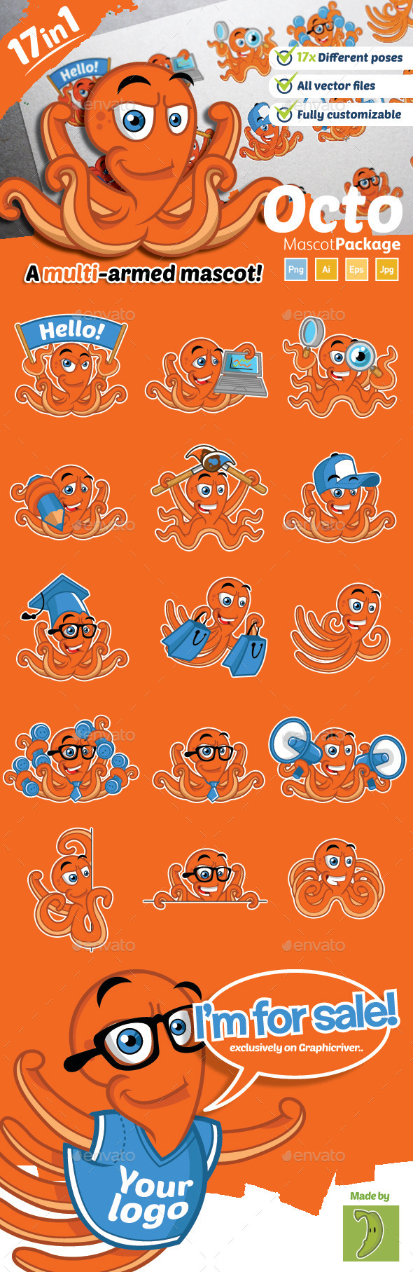 Octopus Mascot - Animals Characters