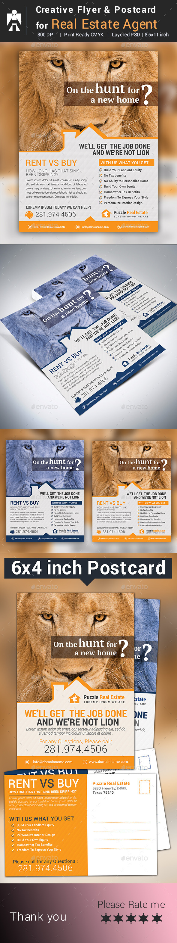 Creative Real Estate Agent / Real Estate Broker Flyer & Postcard - Corporate Flyers