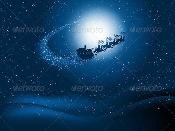 Santa in the sky - Christmas Seasons/Holidays