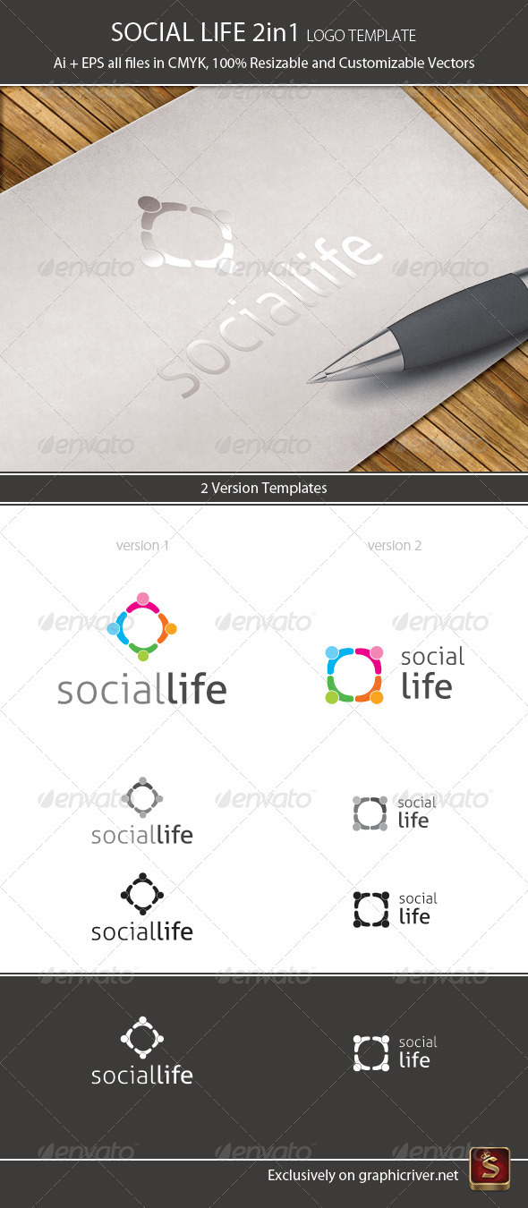 Social Life Logo Template 2in1 - Humans Logo Templates
