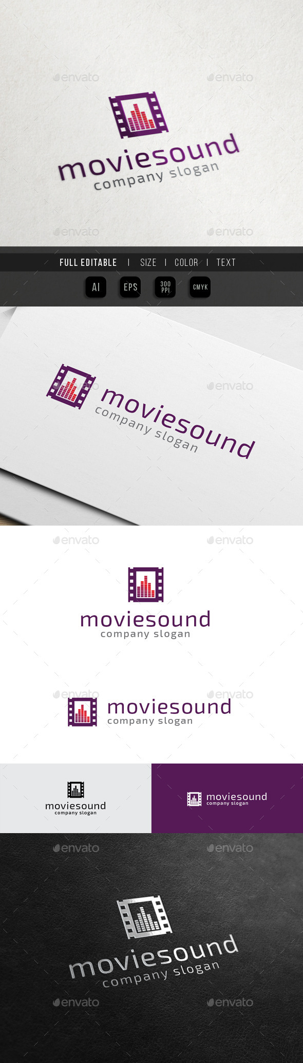 Movie Video Sound - Music Mixing - Objects Logo Templates