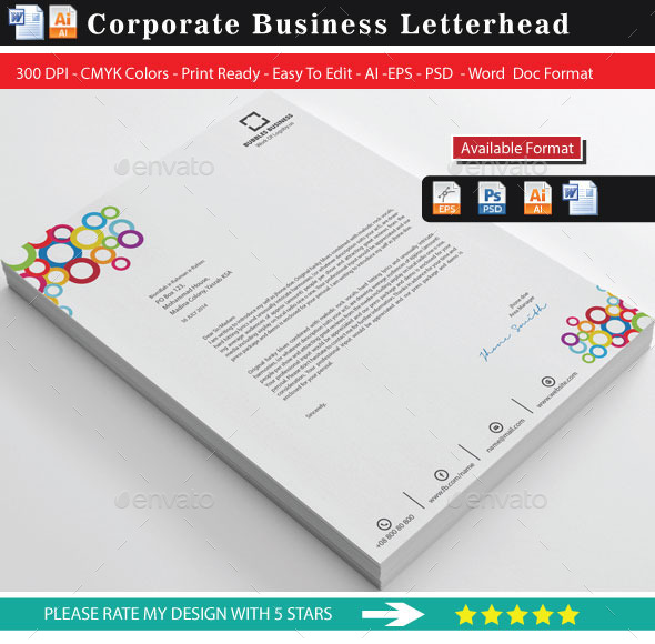 Colourful Bubbles Business Letterhead 2 (Updated) - Stationery Print Templates
