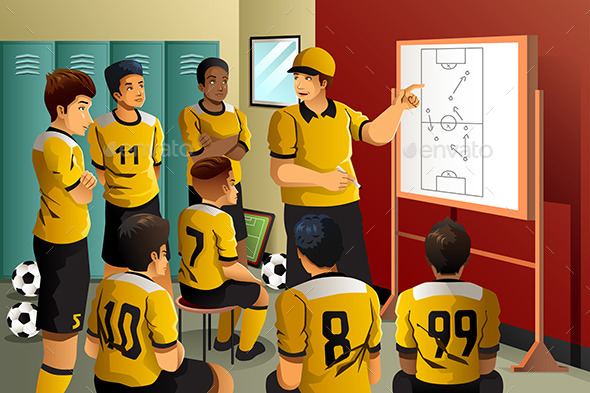 Soccer Players in Locker Room - Sports/Activity Conceptual