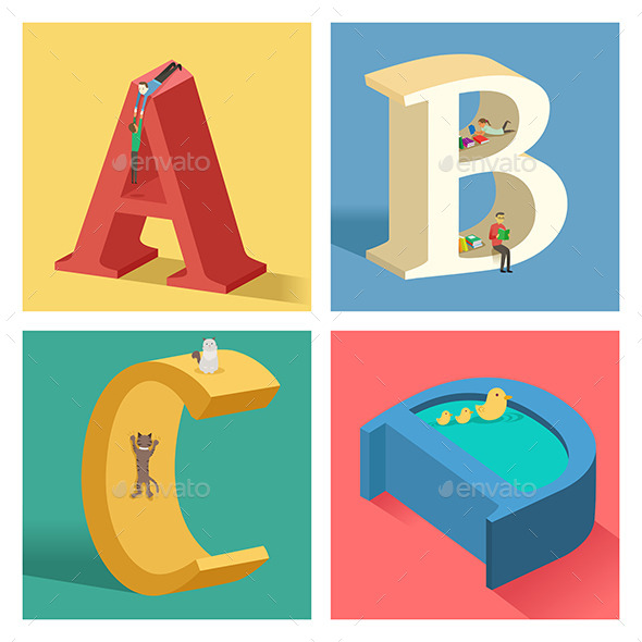 Alphabets Concept in 3D - Decorative Symbols Decorative