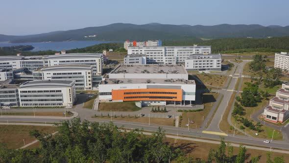 View From a Drone on the Campus of the Far Eastern Federal University FEFU alt