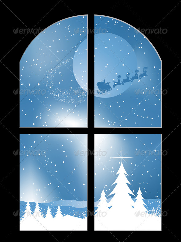 Santa in the sky - Characters Vectors