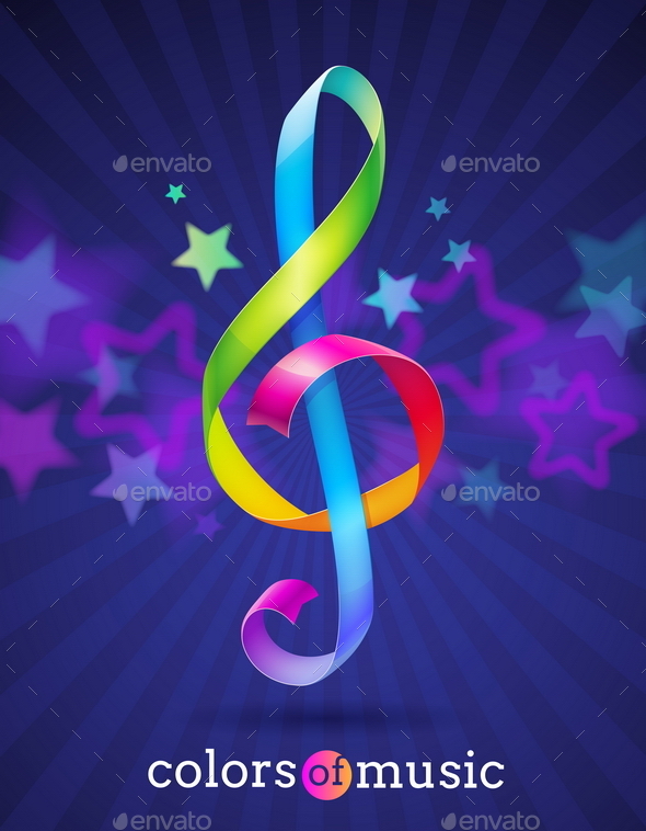 Multicolored Treble Clef - Decorative Symbols Decorative