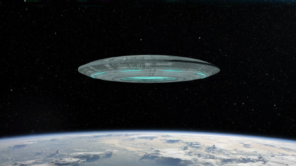 UFO Flying Saucer Approaching to Earth