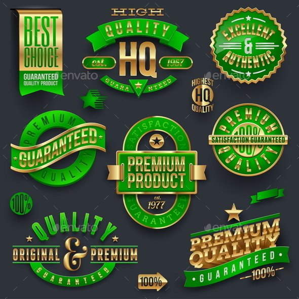 Quality and Guaranteed Emblems - Decorative Vectors