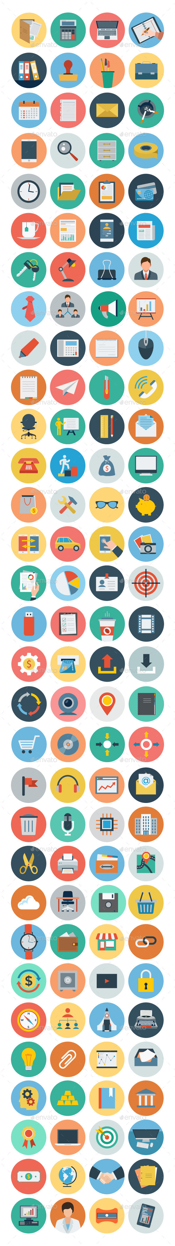 120+ Office Flat Icons - Objects Icons
