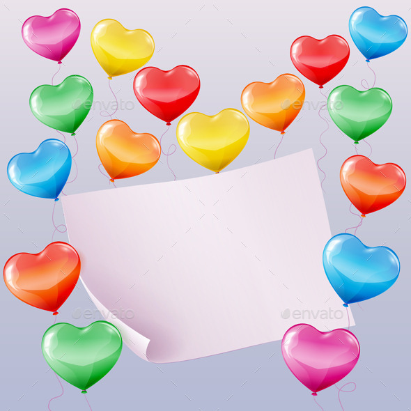 Heart Shaped Balloons Background - Birthdays Seasons/Holidays