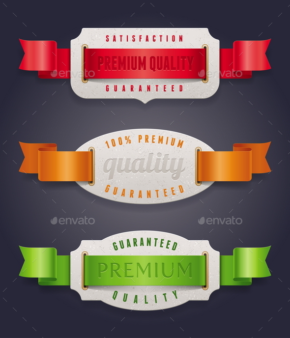 Labels of Quality with Color Ribbon - Decorative Symbols Decorative