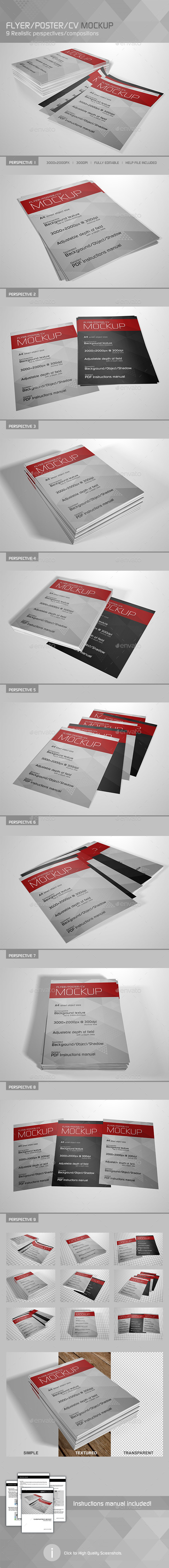 Realistic Flyer/Poster/CV Mockup 3 - Flyers Print