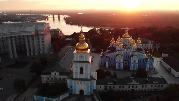 St. Michael's Golden-Domed Monastery in Kyiv, Ukraine. Aerial View alt