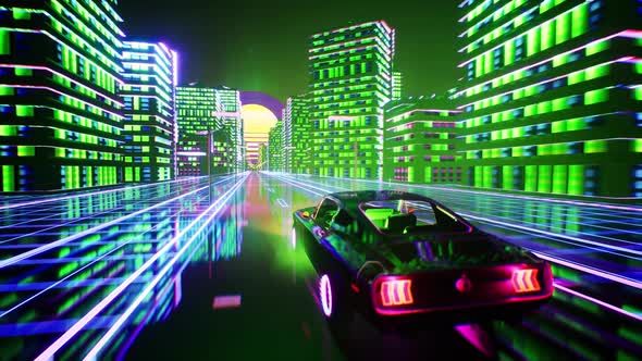 Cyber City Vintage Auto Vj Loop 2 4k