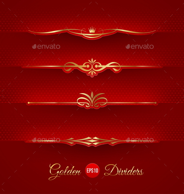 Set of Golden Decorative Dividers - Borders Decorative