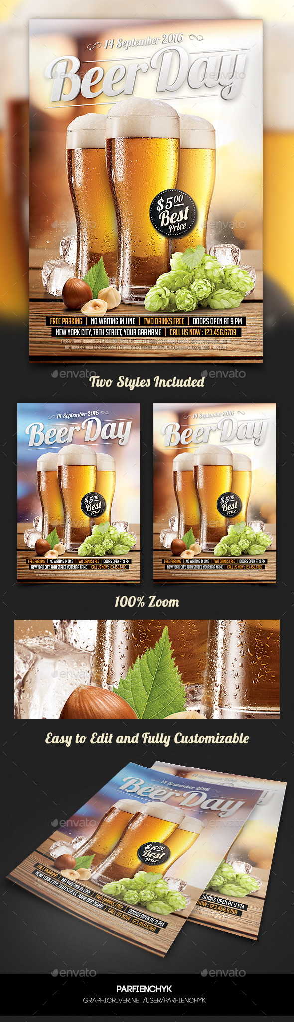 Beer Day Party Flyer Template - Clubs & Parties Events