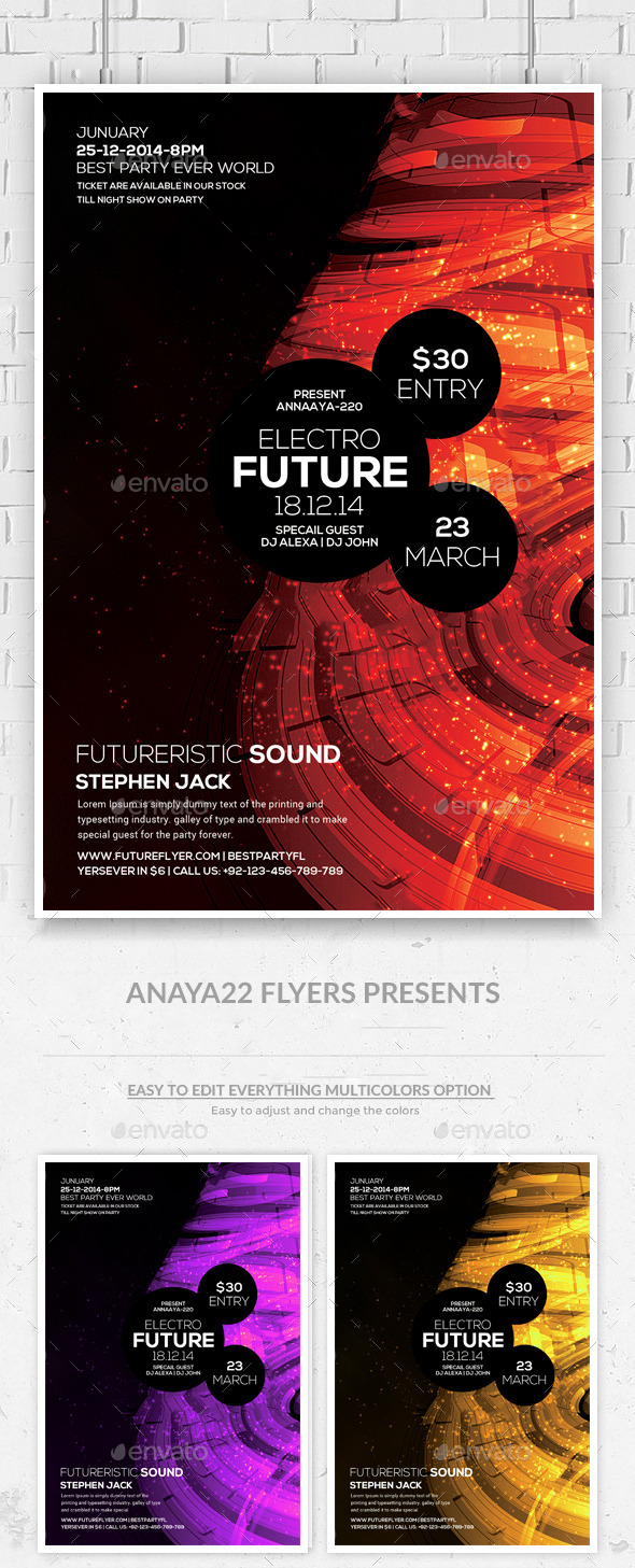 Minimal Futuristic Psd Flyer Templates - Clubs & Parties Events