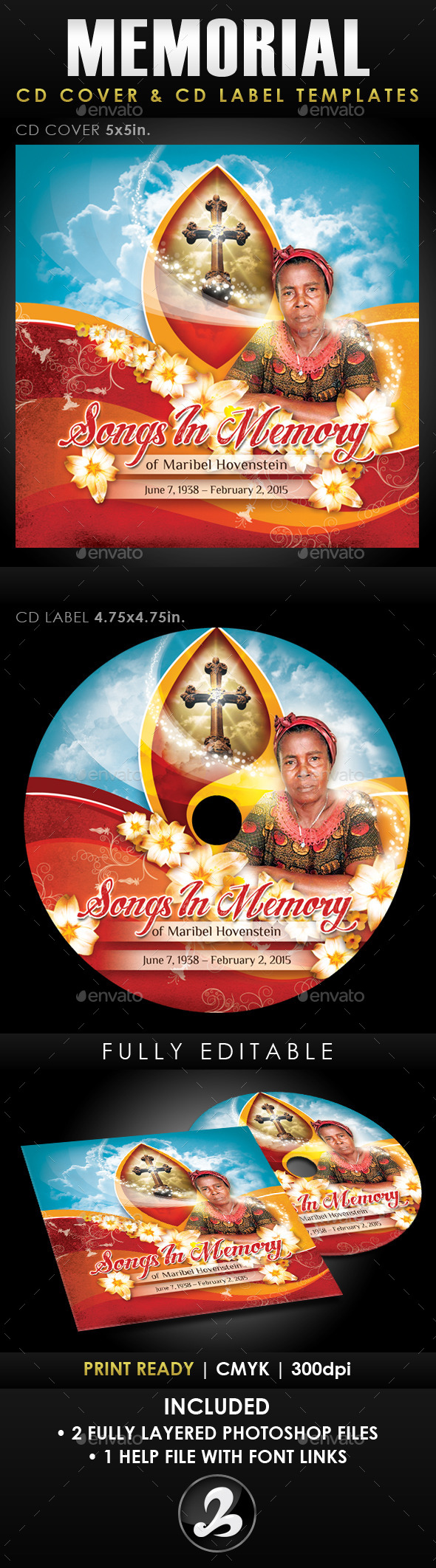 Memorial CD Cover & Label Templates - CD & DVD Artwork Print Templates