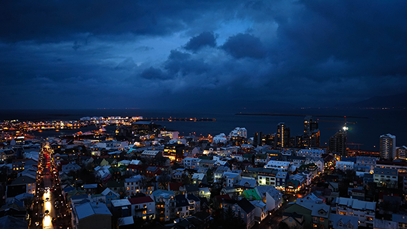 City of Reykjavik on a Cloudy Day