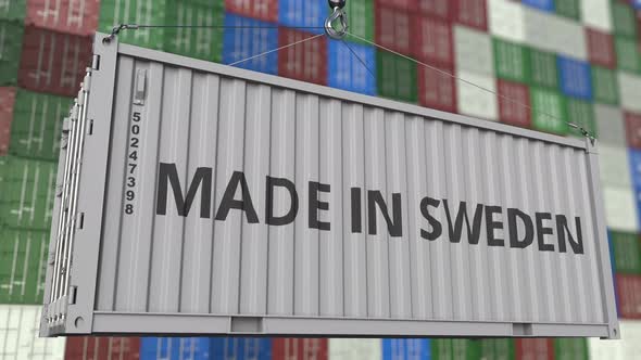 Cargo Container with MADE IN SWEDEN Caption alt