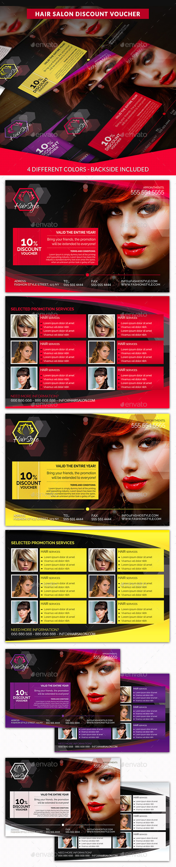 Hair Salon Fashion Style Discount Voucher - Cards & Invites Print Templates