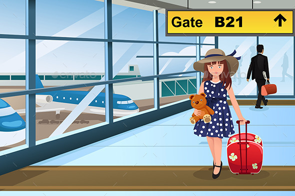 Little Kid Traveling in the Airport - Travel Conceptual