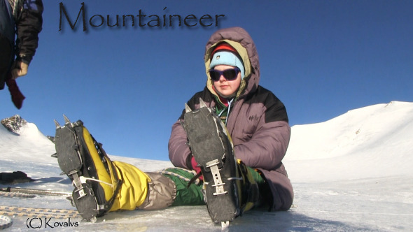 Mountaineer Resting on Glacier 