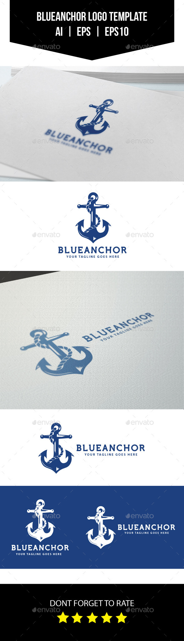 Blue Anchor Logo Template - Objects Logo Templates
