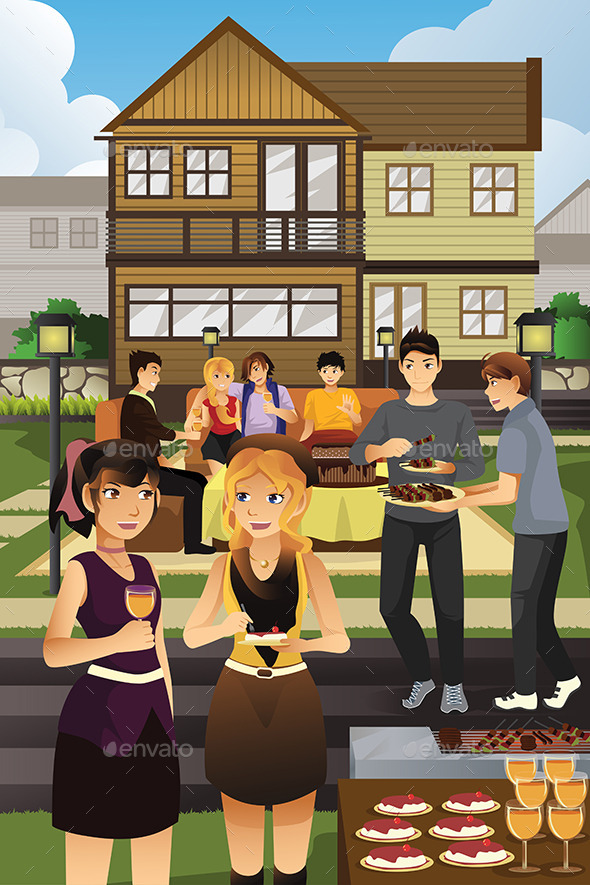 People having a Garden Party - People Characters