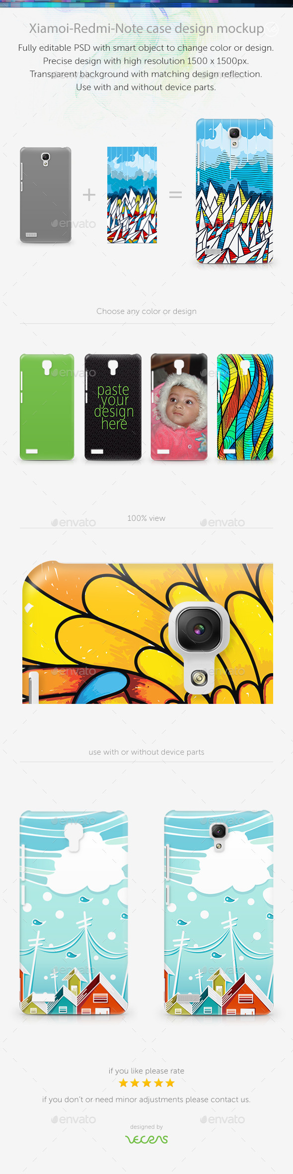 Xiamoi-RedMi-Note Case Design Mockup - Mobile Displays