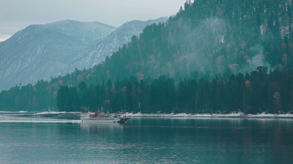 Teletskoe Lake Against Mountains
