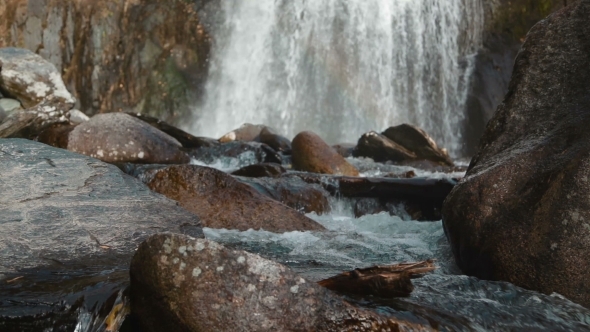 The Korbu Waterfall In Mountains Of Altay Republic alt