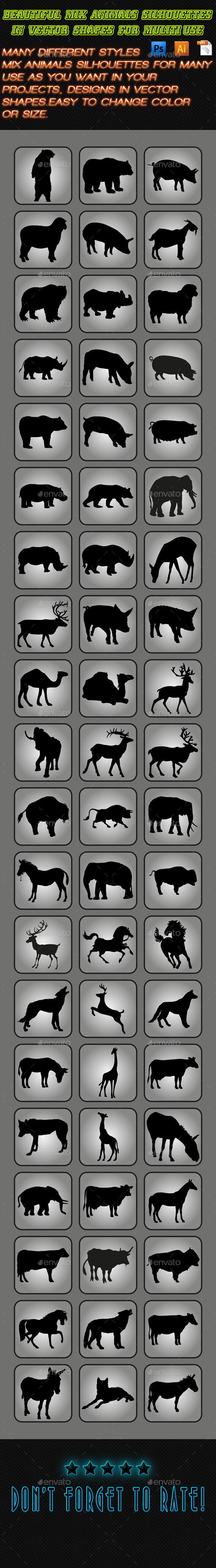 Mix Animals Silhouettes 01 - Animals Characters
