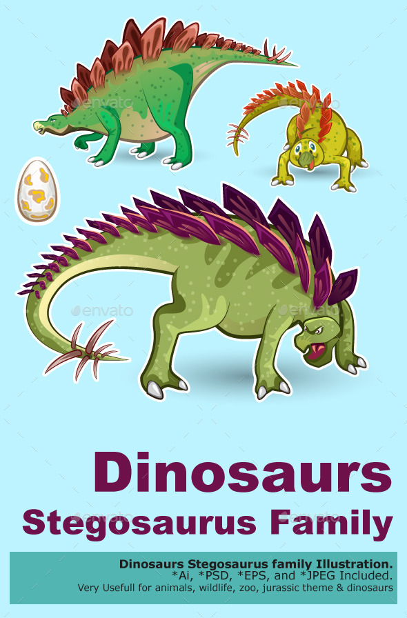 Stegosaurus Dinosaurs Sticker Collection Set - Animals Characters