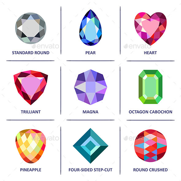 Gem Cuts Infographics - Decorative Symbols Decorative