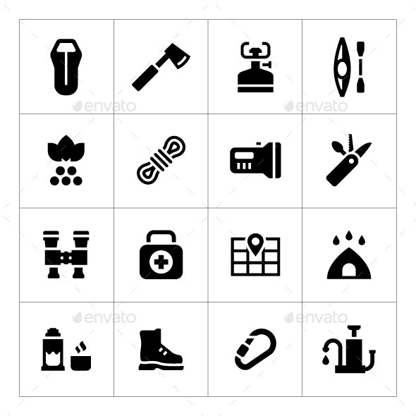 Set Icons of Camping - Man-made objects Objects