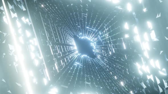 HD Flight in abstract sci-fi tunnel seamless loop. Futuristic motion graphics