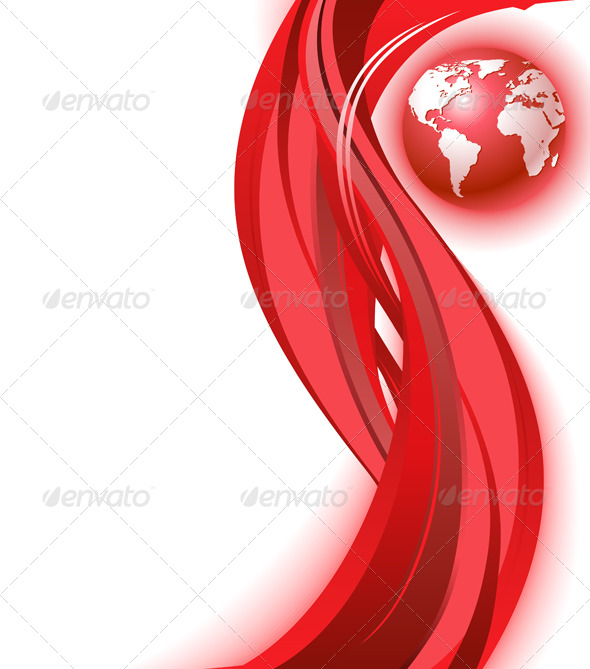 Red business world map wave background - Backgrounds Decorative