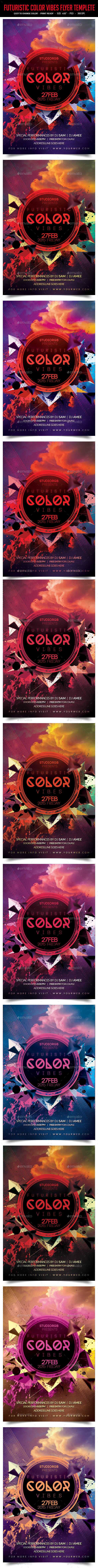 Futuristic Color Vibes Flyer Template - Clubs & Parties Events