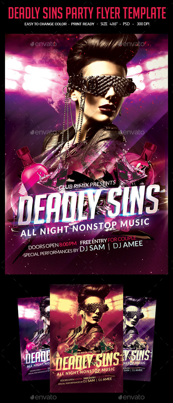 Deadly Sins Party Flyer Template - Clubs & Parties Events