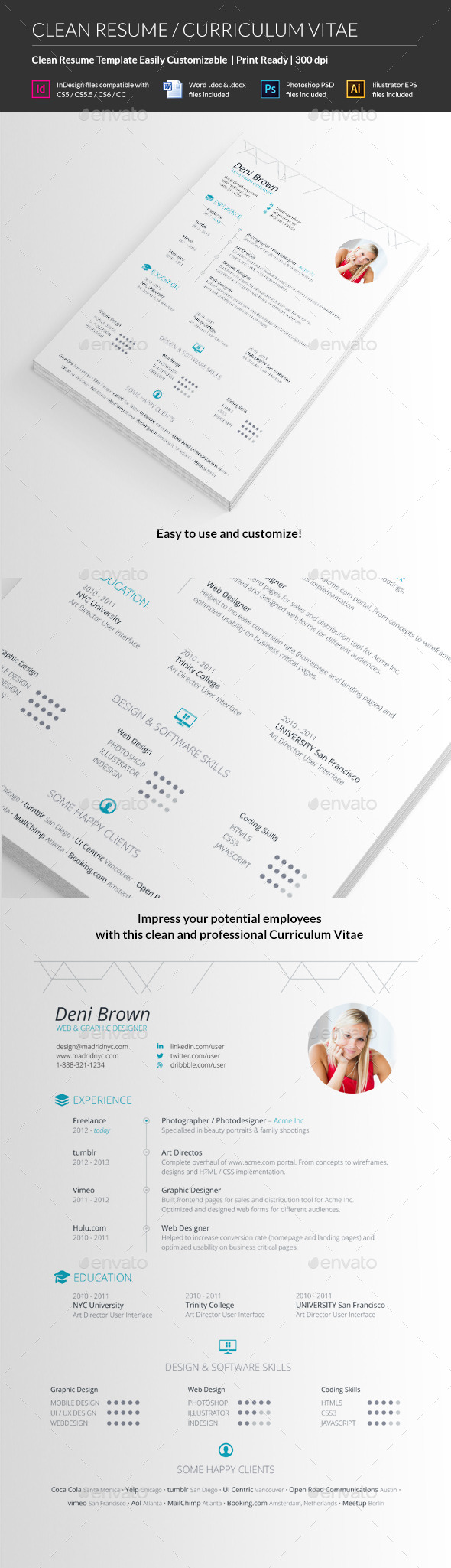 Clean Resume CV - Resumes Stationery