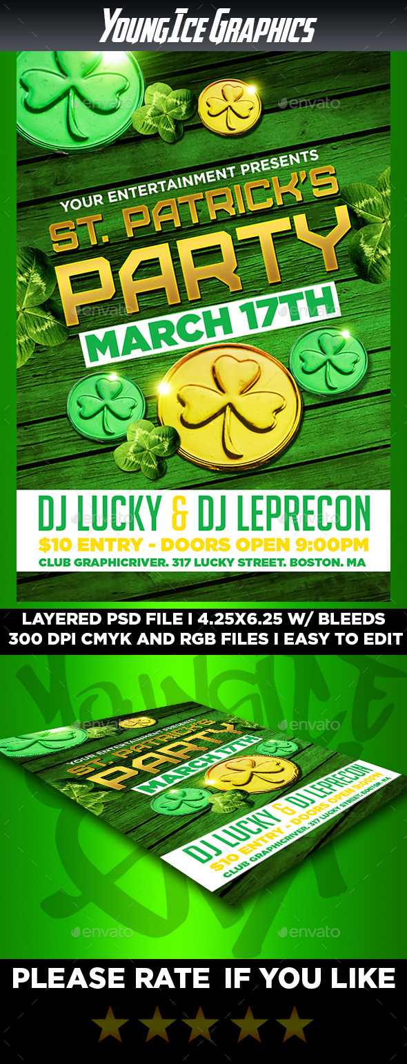 St Patricks Party Flyer Template - Clubs & Parties Events