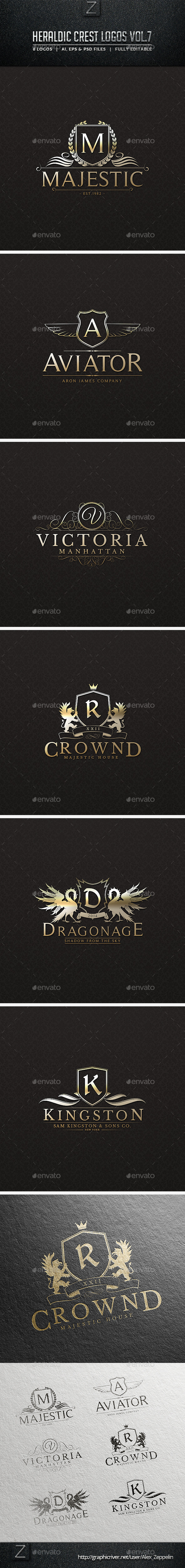 Heraldic Crest Logos Vol.7 - Badges & Stickers Web Elements